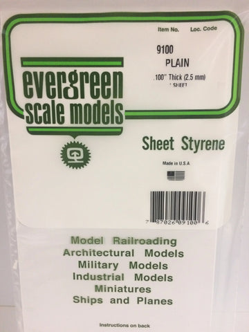 Evergreen 9100 Plain .100" Thick (2,5 mm) 1 Sheet